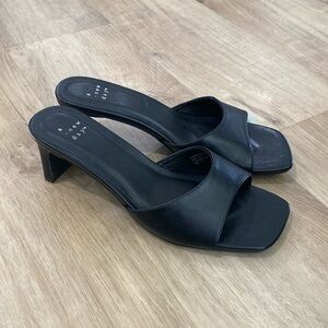 a new day Black Square-Toe Slide Kitten Heel Sandals
